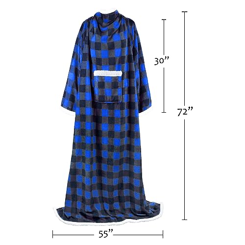 Image of Catalonia Sherpa Wearable Blanket with Sleeves and Pocket for Adults