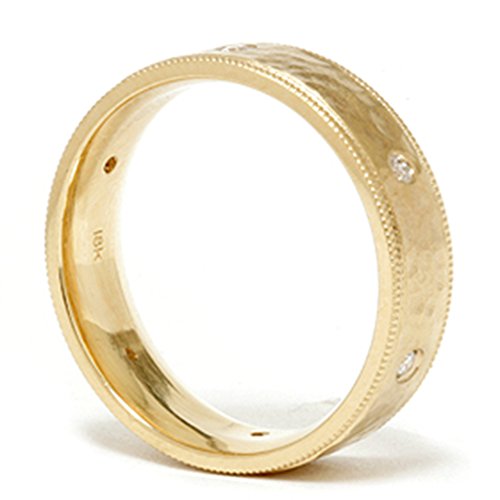 Mens 14K Yellow 6Mm Diamond Brushed Hammered Wedding Ring - Size 11.5 #TOP2