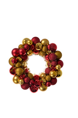 Clever Creations Christmas Ornament Wreath Bright Red and Gold | Festive Holiday Décor | Classic Theme | Lightweight Shatter Resistant...