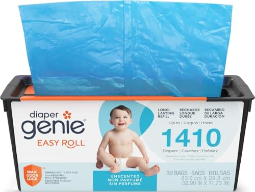 Image of Diaper Genie Easy Roll Refill | 30 Bags Per Refill | Holds Up to 1410 Newborn Diapers | Odor Control | Diaper Pail Refill Bags | Fits Diaper Genie Signature & Platinum Pails