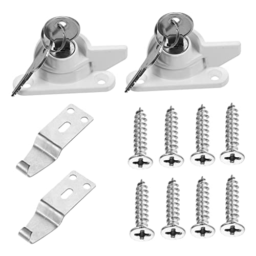 KONTONTY 2pièces Verrou De Fenêtre Coulissante Avec Clé De Système De Sécurité Pour Portes Et Fenêtres Installation Facile Couleur Blanche Accessoires Inclus