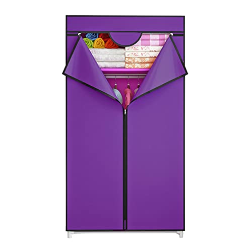 Armario portátil de lona morado de 70x155 cm para ropa de dormitorio