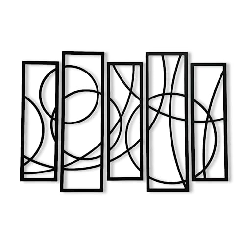 Image of 7 Decore; Wooden 5-Piece Wall Art Panel Frame | Unique Home Decor for Living Room, Bedroom, Drawing Room, and Dining Room | Elegant Black Design | Large Size Wall Hanging