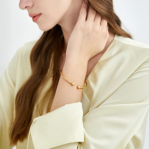 Chow Sang Sang Dazzling Mirror Gold 999.9 24K Solid Gold Price-By-Weight Gold Simple Beaded Polished-Finished Stacklable Cuff Bangle For Women 93372K (Approx. 0.29Tael (~10.85G), 6 (Wrist Size:14-15 Cm)) #TOP2