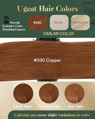 Image of Ugeat Human Hair Clip in Extensions Copper 18 Inch 7pcs 120g Appearance
