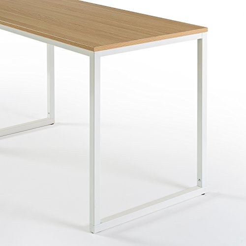 Image of Zinus Jennifer 47 Inch Computer Workstation, Office Desk - White Frame & Natural Top