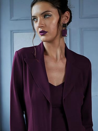 Image of Florely Women's Lycra Solid Three Piece Outfits Blazer Co-Ord Set Women Outdoor Wear Maxi Dress Crop top Party Dress Stylish Dresses