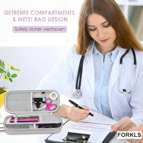 FORKLS EVA Hartschalenetui für Stethoskope & medizinisches Zubehör – stoßfeste Organizer-Tasche für Ärzte, Pflegekräfte & Studenten – leicht, schützend, grau