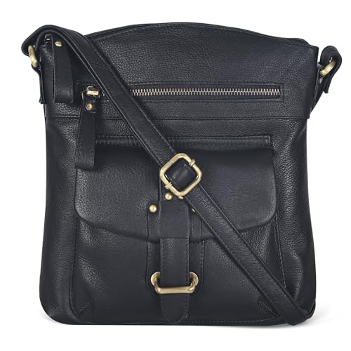 Image of Oak Leathers Leather Crossbody Bag For Women With Adjustable Sling Strap - Medium Size Crossover Shoulder Handbag Purse