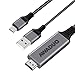 AWADUO USB C to HDMI Adapter with Charging Cable, Type c to HDMI Adapter 4K 30Hz Compatible with MacBook 2018 iPad Pro,iMac,ChromeBook Pixel,Galaxy S9 Note9 S10 Surface Book Pro- 6.6FT (6.6FT, Black)