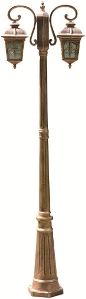 Lámpara de poste exterior doble cabeza 205 cm bronce