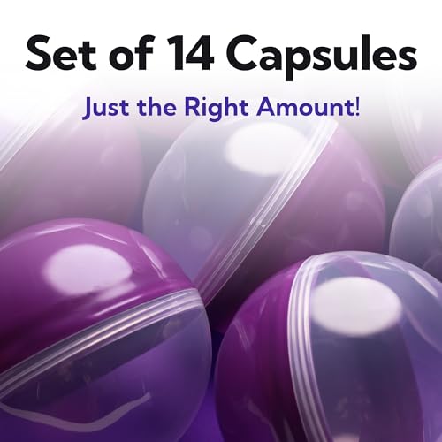 Image of Capsule Vending Machine Translucent-Purple Round Capsules Empty 14 pcs 3.9 inch - Gumball Machine Capsules Easter Basket Stuffers Birthday Gifts - Pinata Stuffers Craft Supplies Claw Machine Refills