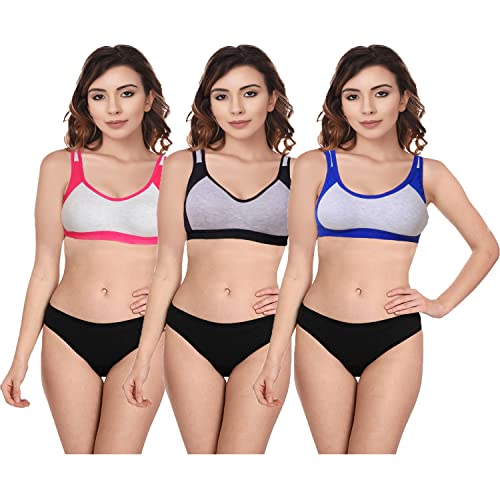 Image of She Wears Full Coverage Sports Combo Bra Panty Set for Women /Girls