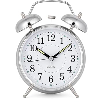 Relógio de Mesa Vintage Antigo Clássico Despertador Com Luz Led Noturna Em Metal Analógico MCL Distribuidora