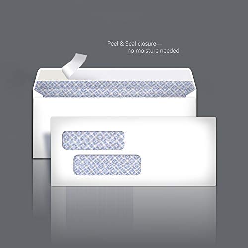 Amazon Basics #9 Security Tinted Double Window Envelopes for Invoices and Documents, Self-Seal, 3-7/8" x 8-7/8", White, 500-Pack by Amazon Basics - Image 2
