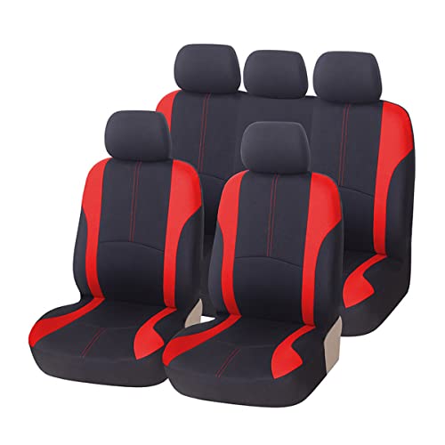 AICEL 9PCS Car Seat Covers Full Set Mesh Fabric Auto Seat Protectors Red by AICEL - Used condition - US$17.98