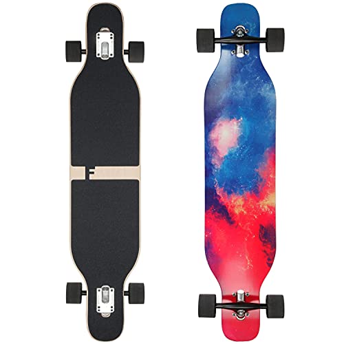 FunTomia Longboard mit 3 Flex Stufen Drop Through Cruiser Komplettboard Mach1 Speed Kugellager T-Tool
