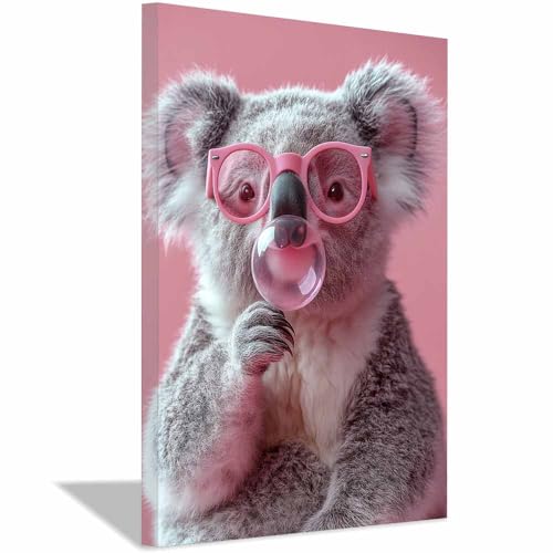 Koala avec lunettes roses décoration murale bohème pour chambre et salon