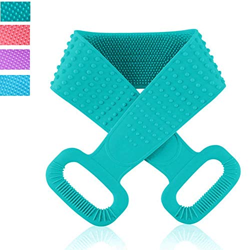 ZWIFEJIANQ Silicone Back Scrubber,Exfoliating Lengthen Silicone Bath Body Brush for Men and Women,Deep Clean & Invigorate Your Skin(30 inch, Green)