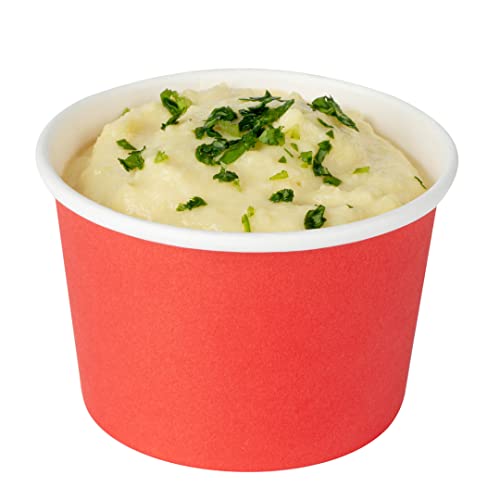 Coppetta 4 Ounce Dessert Cups, 200 Disposable Ice Cream Cups - Lids Sold Separately, Heavy-Duty, Red Paper Frozen Yogurt Bowls, For Hot And Cold Foods, Perfect For Gelato Or Mousse - Restaurantware