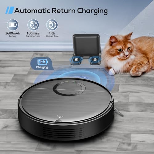 Image of Robot Vacuum, 2 in 1 Robot Vacuum and Mop Combo for Pet Owners: Strong Suction, Anti-Tangle Brushless Inlet, Picks Up Dog & Cat Hair, Wet Mopping Removes Paw Prints, Auto-Recharge with Schedule