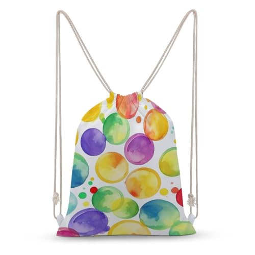 Drawstring Bag Backpack Watercolor Rainbow Circle Sackpack Foldable String Bags Sports Gym Bag for Shopping Yoga