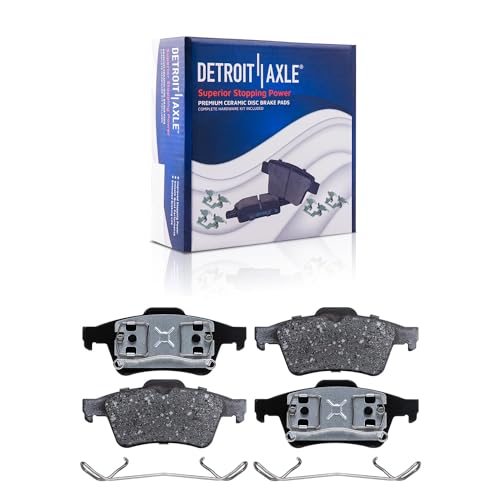 Image of Detroit Axle - Brake Pads for 2004-2005 Mazda 3, 2006-2007 5, 2004-2005 Volvo S40 2005 V50, Front and Rear Ceramic Brake Pads w /Hardware Replacement