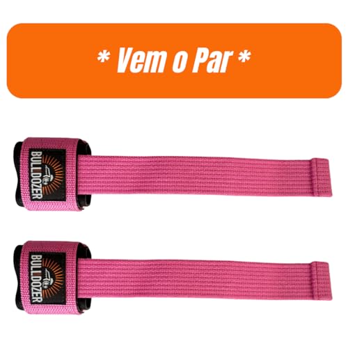 Strap Com Munhequeira Musculação Academia Grip - Vem O Par (Rosa)