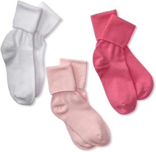 Country Kids Girls' Organic Turncuff Handlinked 3 Pack Socks