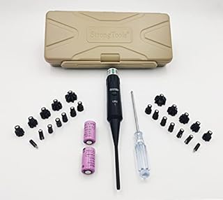 StrongTools 2 Pack Adapters Green BoreSighter for .17 to 12GA Caliber Rifle and Handgun Universal Hunting Green Dot Boresight Kit with Press Switch Bore Sight with 2 Pieces CR2 Batteries (Green)