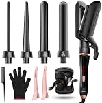 5 in 1 Curling Wand Set, Hair Curler with Waver Curling Iron Wand, Instant Heat Up Curling Iron with Interchangeable Ceramic Barrels (0.35"-1.25") Dual Voltage Hair Curler Birthday Gifts for Women