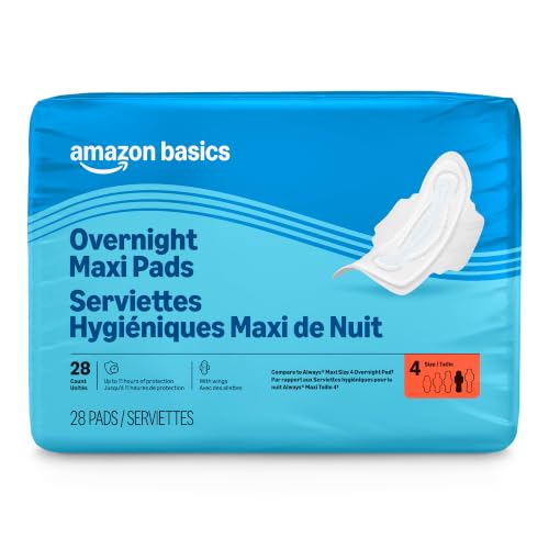 Amazon Basics Thick Maxi Pads with Wings for...