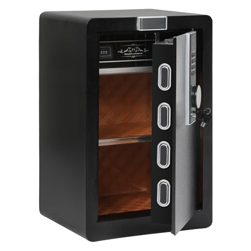 Fireproof Safe Box,Biometric Fingerprint Safe,Large Safe Box with Sensor Light,Gun Money Safe Box with Digital Keypad,Steel Security Safe for Home Office Hotel Document Jewelry Passport Storage 34.5L
