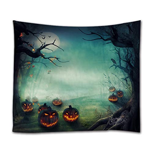Goodbath Halloween Tapestry, Forest Pumpkins Spooky Tree Spider Web Horror Theme Tapestries Wall Hangings Bedroom Living Room Dorm, 80 X 60 #TOP24
