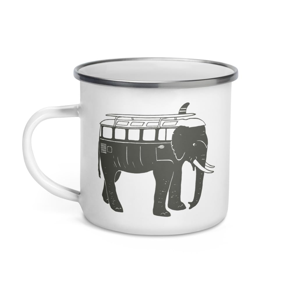 GoWestyEasy Ride Elephant Kombi Bus Inspired Enamel Mug