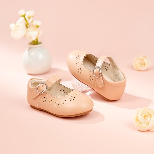 Image of PHIRAMIN Toddler Flower Girl Dress Shoes - Little Girl Mary Janes Flats Wedding