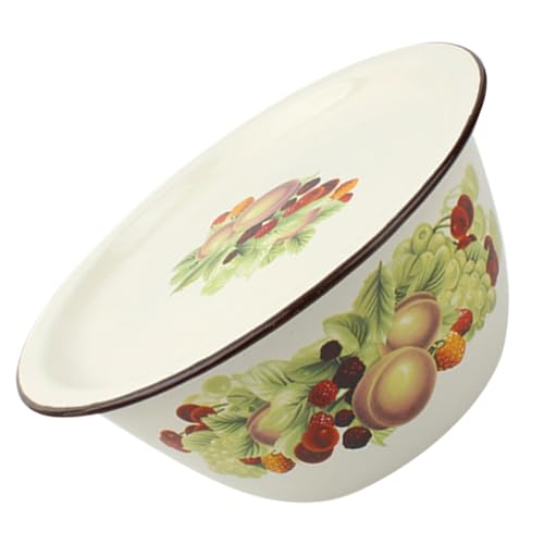 IMIKEYA レトロスル蓋付きエナメルボウル キッチン用食品保存容器 スムーズ表面で簡単洗浄 果物 スナック盛り付けに 贈答用にも適したヴィ