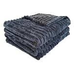 Dreamfox Faux Fur Throws Fluffy Blanket Super Soft Striped Lightweight Striped Touch Luxury Blanket Thick Throws Soft Blankets for Bed, Sofa, Couch Home Décor (Charcoal, Double (150 x 200 CM))