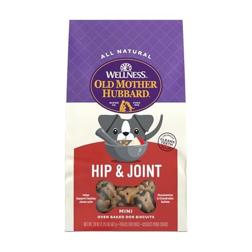 Wellness Old Mother Hubbard Hip & Joint Dog Biscuits, Natural Training Treats, Chicken, Apple, Oats, and Carrot Flavor, Mini Size, 20 oz Bag