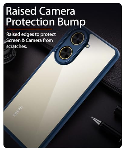 Image of WOW IMAGINE Shockproof Hybrid Back Cover for Redmi A5 2025 | Poco C71 | Hard Slim fit Back Case | PC & TPU | Clear Transparent Case - Blue