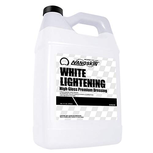 Nanoskin WHITE LIGHTENING Premium Dressing 1 Gallon â Universal Thick Wipe-On Dressing for Car Detailing | Works on Tire, Vinyl, Rubber, Plastic & Trim | Safe for Cars, Trucks, Motorcycles, RVs & More