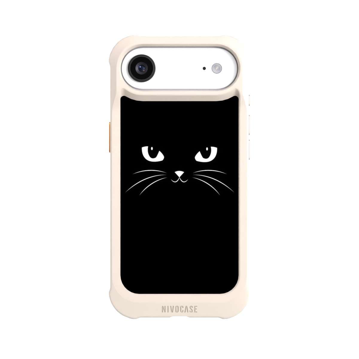 Hülle für Apple iPhone Air Stoßfeste Handyhülle kompatibel mit MagSafe NIVOmax Case Sand Katze schwarz Kinder
