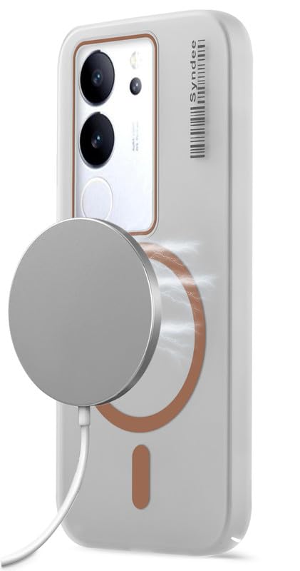 Image of Mr. Case Back Cover for Vivo V29 5G Elegant Frosted White Translucent Back | Only Compatible with Wireless Magnetic Accessories | Anti-Scratch Shockproof Phone Case - Brown