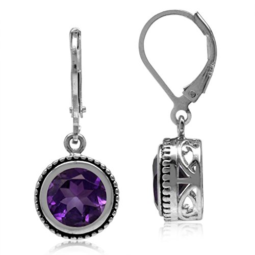 Silvershake 3.48ct. 8mm Natural African Amethyst 925 Sterling Silver Filigree