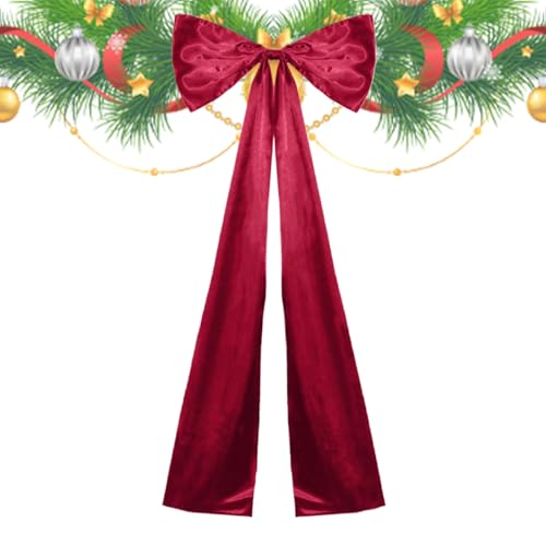 Lazos navideños de terciopelo - lazo grande para la decoración de coronas | Lazos rojos de Navidad | Para manualidades, vacaciones, hogar, cocina, granja, pared, interior, mujeres y