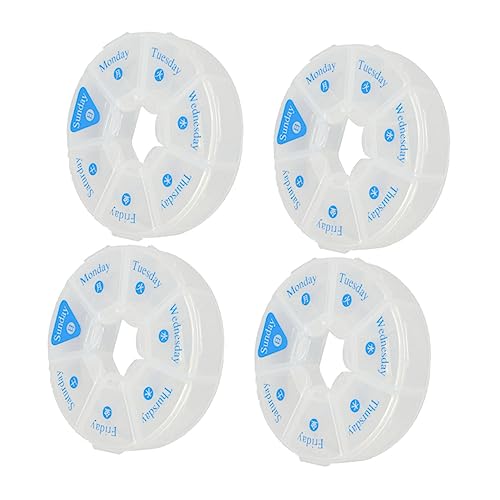 HOODANCOS 7-Compartment Pill Organizer Weekly Storage Container Pp Plastic Round Medicine Storage for Home