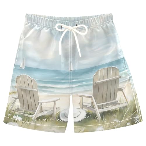 Wooden Beach Chairs Boys Swim Trunks Kids Toddler Beach Board Shorts Teen Quick Dry Bathing Suit Swimsuit