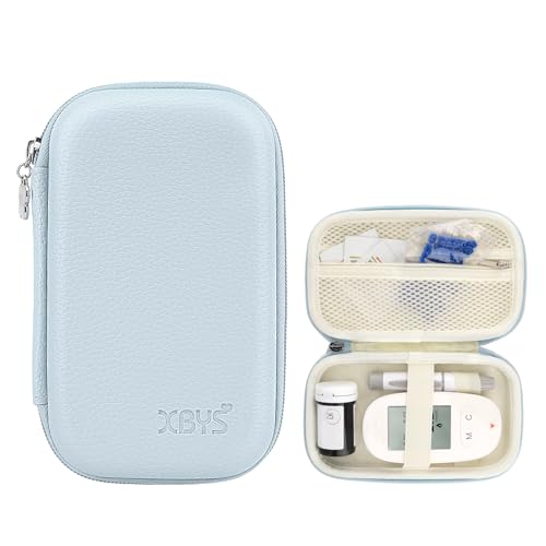 Linpr Sac Portable pour Diabète, Boîte de Rangement pour Lecteur de Glycémie, Adapté aux Bandelettes de Test de Glycémie, aux Aiguilles de Prélèvement Sanguin et Autres Fournitures (Bleu)