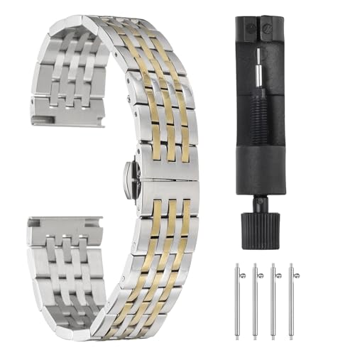 Bracelet de montre en acier inoxydable élégant avec fermoir papillon de rechange