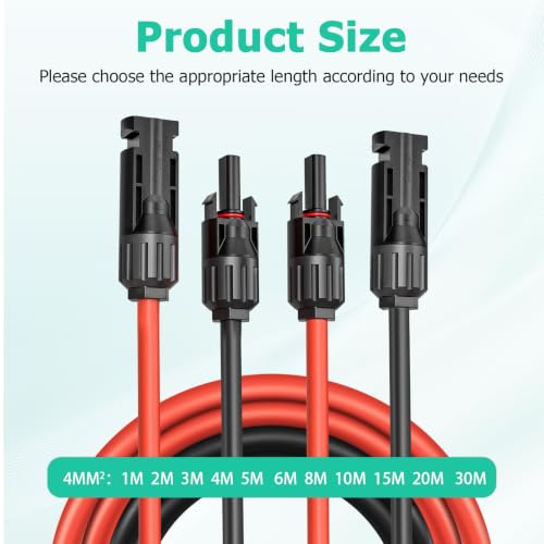 Solarkabel Verlängerung 4mm²/6mm² 1-30m Photovoltaik Kabel IP67 (4mm²15M)